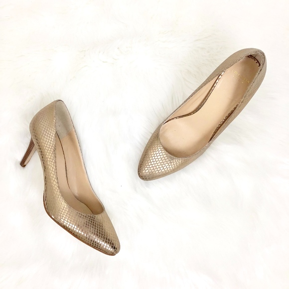 Cole Haan Shoes - COLE HAAN Lena Gold Snakeskin Pumps